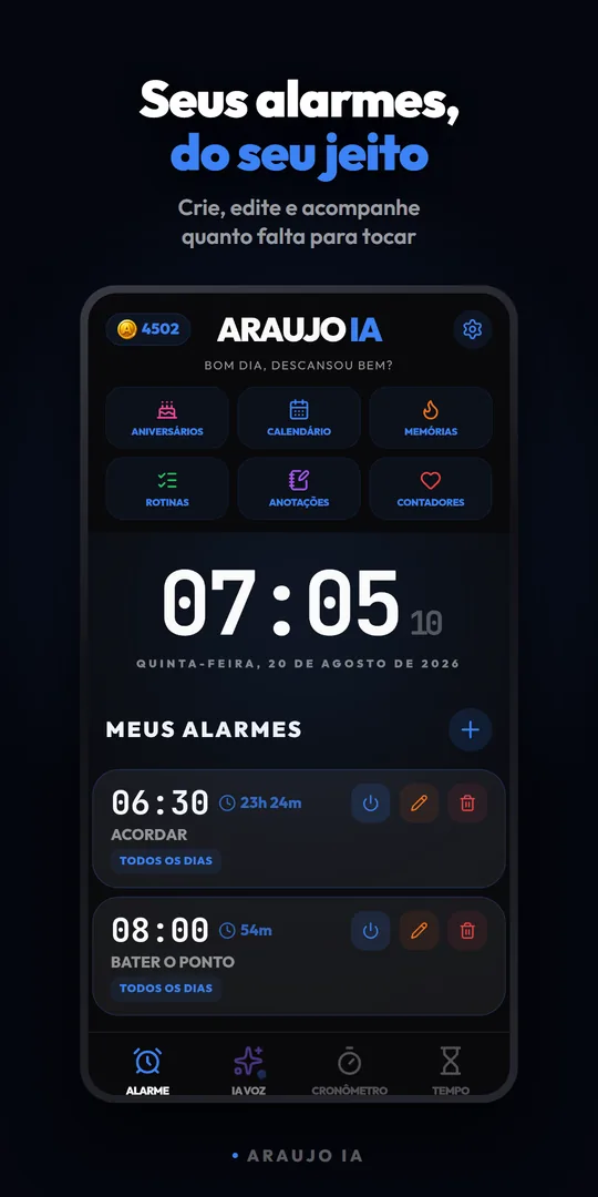 Tela de alarmes