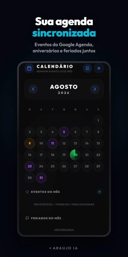 Tela da agenda