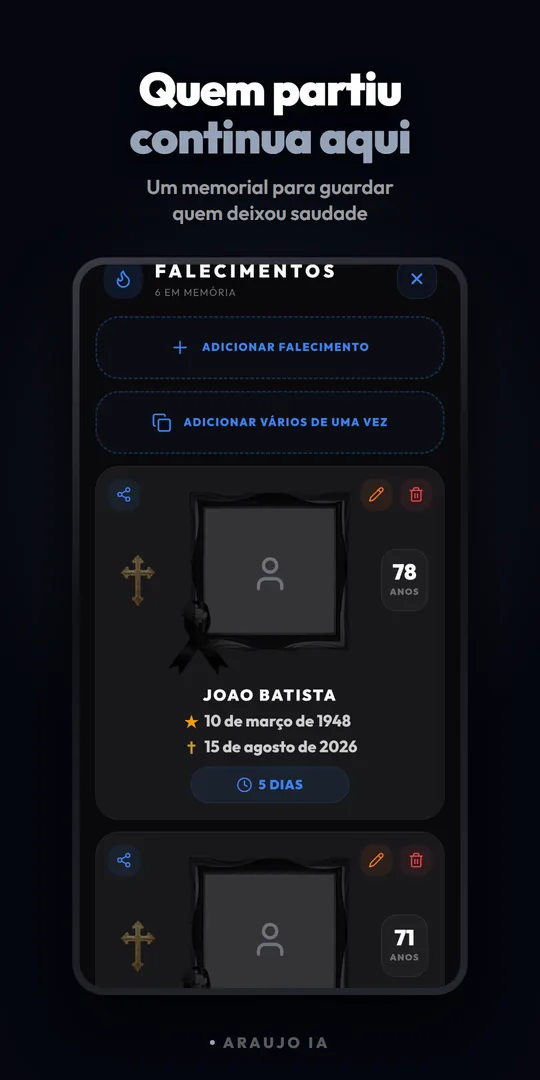 Tela do memorial